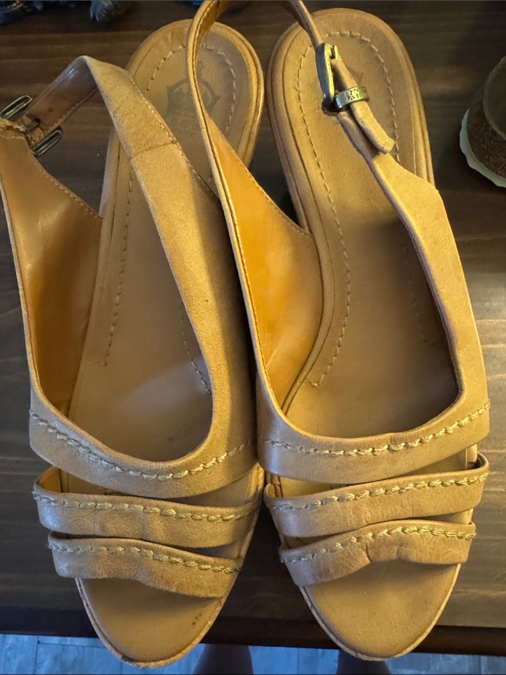 Crown Vintage Tan Suede Slingback Wedge Sandals